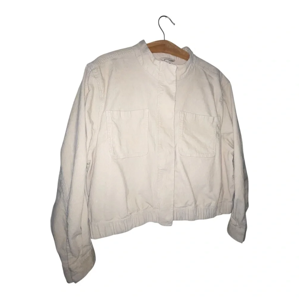 PACT Women's Modern Corduroy Bomber Jacket in Sandshell Beige Size XXL - Picture 3 of 9